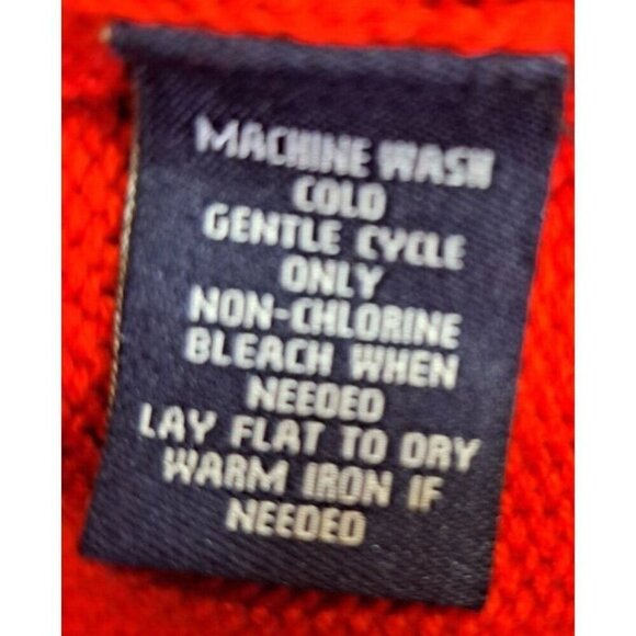 Chaps Women's XL Red Long Sleeve Cotton Sweater Gold Buttons Collared - Picture 7 of 8